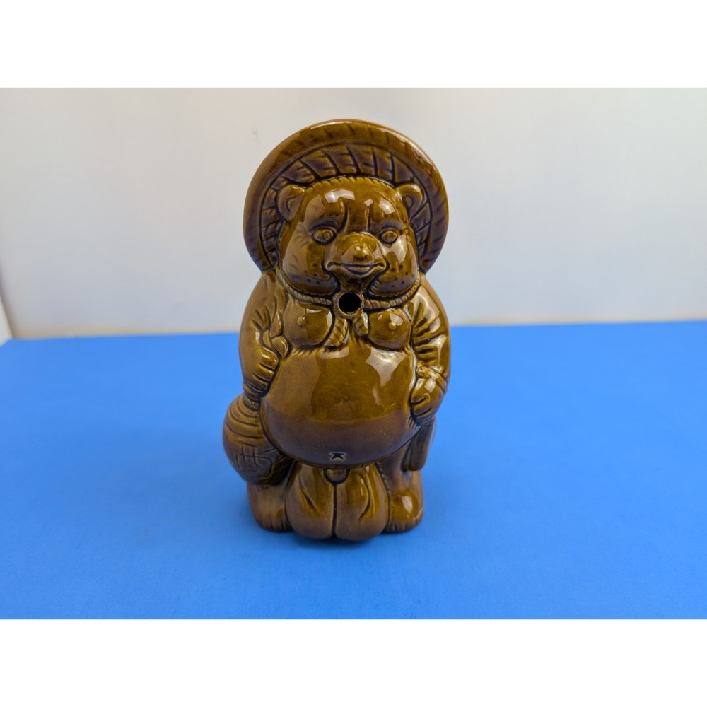 Tiki Mug VTG Tanuki China Raccoon Dog Bear Brown Ceramic Legendary Animal 7"